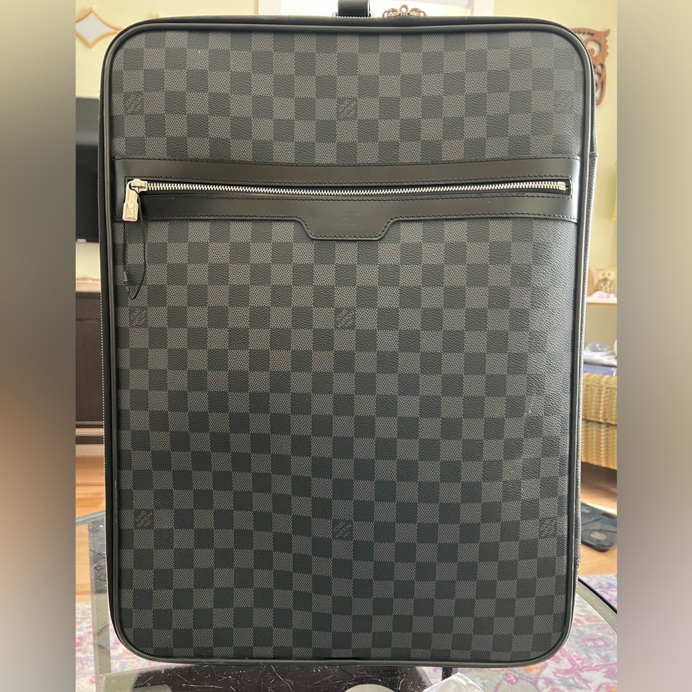 Louis Vuitton Black and Gray Checkered Travel Bag